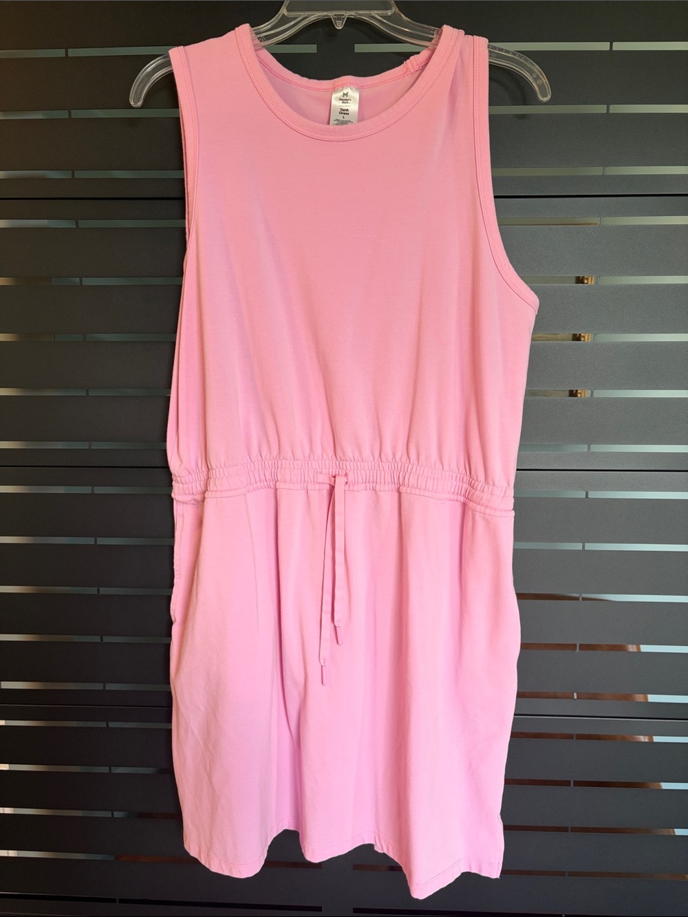 Sleeveless Pink Drawstring Waist Dress